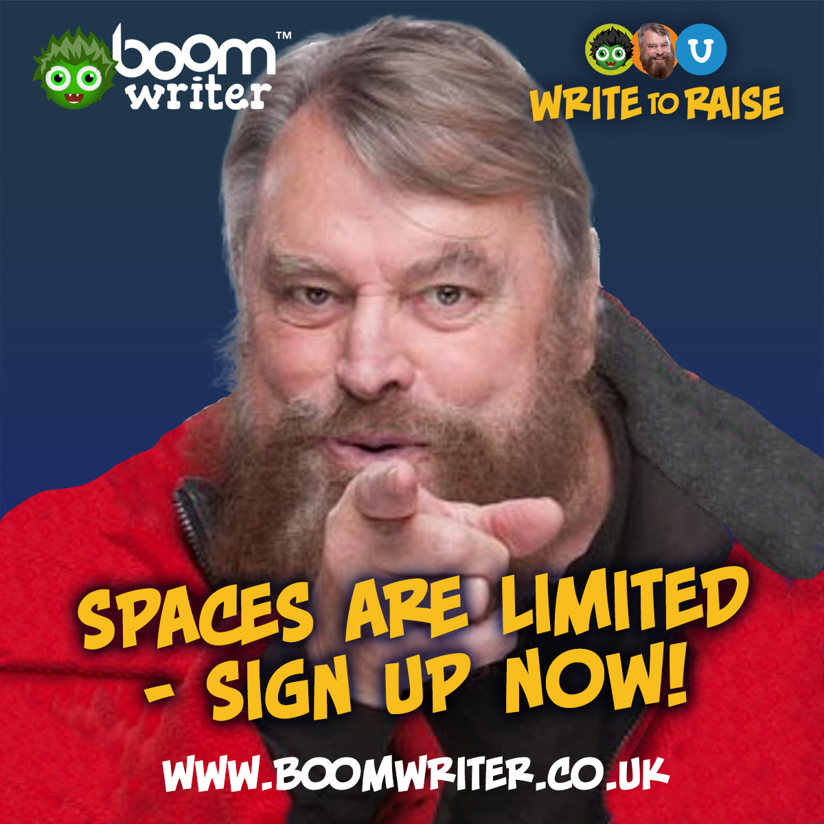 Can your class help Brian Blessed on his adventures? 🎒

Sign up with BoomWriter to complete Brian's story and help raise money for your school. Find out more and join for free here 👉 boomwriter.co.uk/write-to-raise

Spaces are limited so act fast!⚡
#Writing #EnglishTeacher #BoomWriter