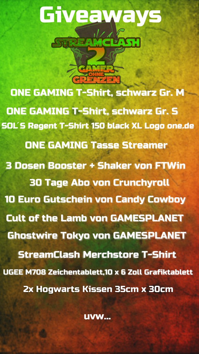 Kopfscheu1's tweet photo. Jeder Spender kann etwas gewinnen, dein Einsatz wird also belohnt.
Komm ab 18:00 Uhr vorbei und Gewinne mit Glück eine von diesen oder anderen Giveaways.
#twitch #charity #giveaway #EVENT #streamclash #depression #betterplace https://t.co/ADpV3xctph