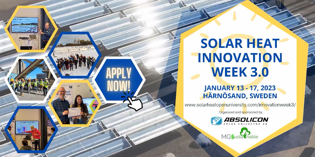 friendshiph2020's tweet photo. 👉 If you are interested in Solar Thermal Energy, don’t miss the Solar Heat Innovation Week 3.0, event organized by @friendshiph2020  consortium partner Absolicon Solar Collector AB.

👉More on: https://t.co/kYFmGtfPVO 

#SolarHeat #SolarThermal #renewables #heatishalf https://t.co/LiUm8oN3LS