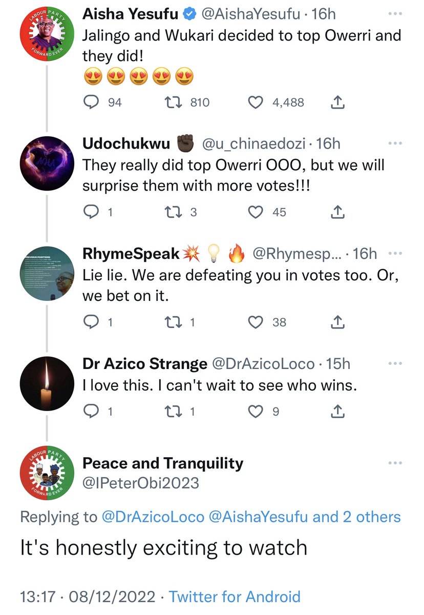 AishaYesufu's tweet photo. ❤️❤️❤️❤️❤️
What a beautiful thing to behold.
Who will give more votes challenge for Peter Obi
I love it! https://t.co/EAHFqiPQNR
