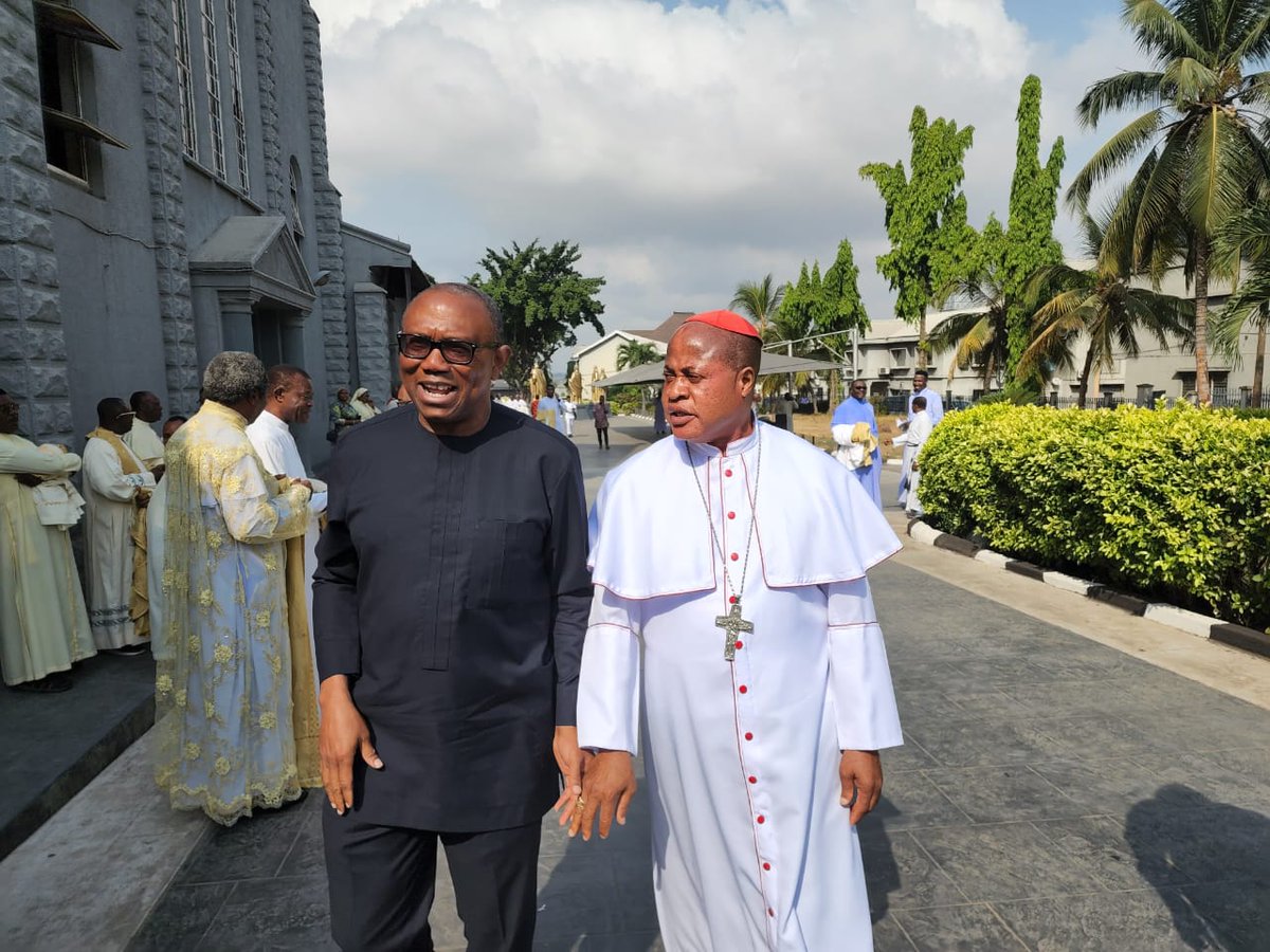 PeterObi's tweet photo. I joined numerous faithfuls, admirers and well wishers to felicitate with His Eminence Francis Cardinal Arinze as he marked his 90th birthday at the Basilica of the Most Holy Trinity, Onitsha today. Wishing him continued good health, strength and God's blessings and Grace. - PO https://t.co/Anotdrk19u
