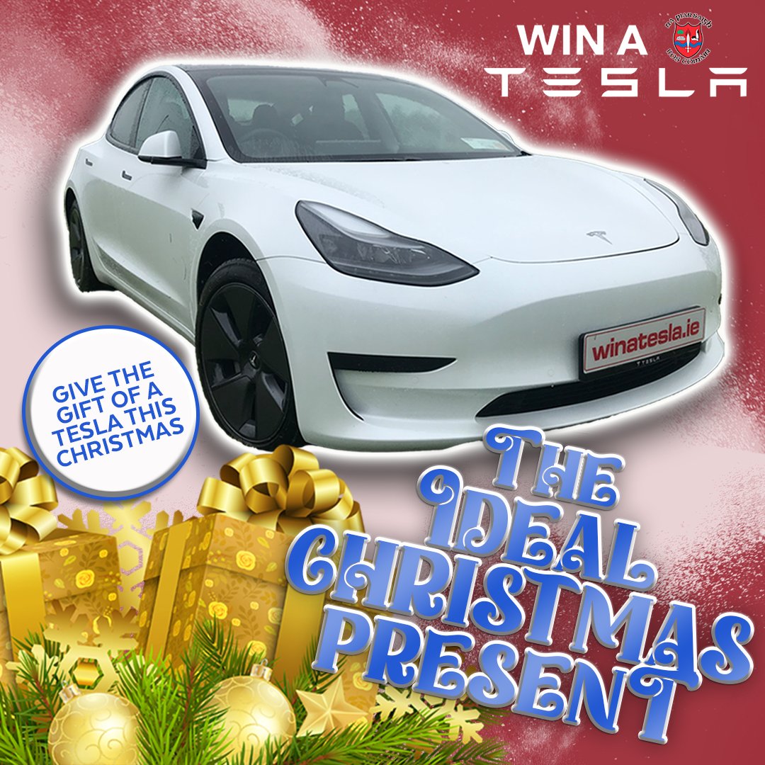 Give the gift of a Tesla this Christmas 🎅🏻

Buy a ticket for our <a href="/propearses/">Pádraig Pearses GAA</a> #WinATesla fundraiser to give to someone special for Christmas. They'll be in with a chance to win a brand new Tesla Model 3 🚗

Treat your friends or family (or yourself) here ➡ winatesla.ie