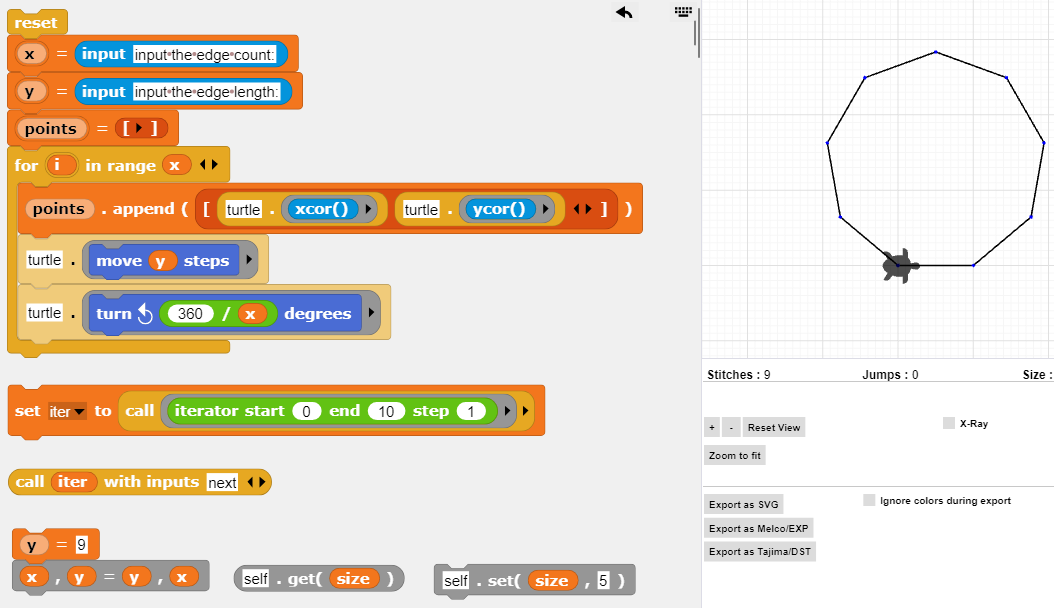 Teach Python in TurtleStitch. It's a lot of fun! #turtlestitch