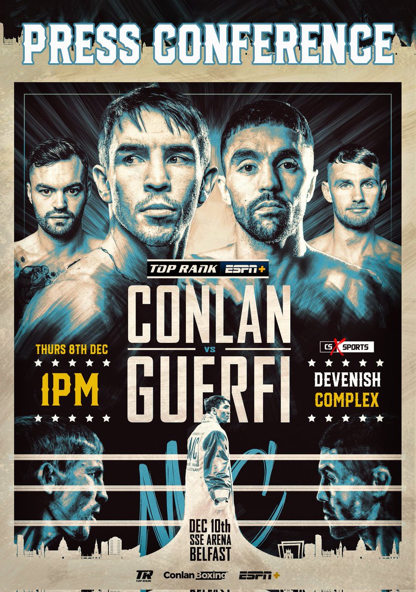 TenchuSports's tweet photo. ๐จ PRESS CONFERENCE DAY ๐จ
๐ฅ Presser
โฐ 1pm โข ๐ @TheDevenish
๐ธ @CSXSports โข @ChrisScottPics
๐ฅ @BoxincBelfast
#MichaelConlan #PadraigMcCrory #IBO #ConlanBoxing #CSXSports #Belfast #Boxing #ChrisScottMedia #CSXBoxing #Lisburn #Galway #BelfastBoxing #IrishBoxing https://t.co/Ka0T86mLLO