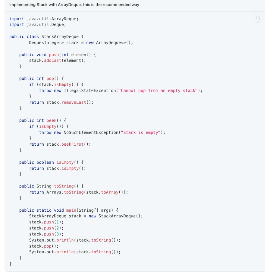 JamesNguyen868's tweet image. Stack is a collection. There are many ways to implement the Stack without using the build-in Stack class. In Java, you can implement Stack with array, ArrayList, LinkedList, ArrayDeque. The suggested approach is to use the ArrayDeque. #java #dsa #javaforbeginner