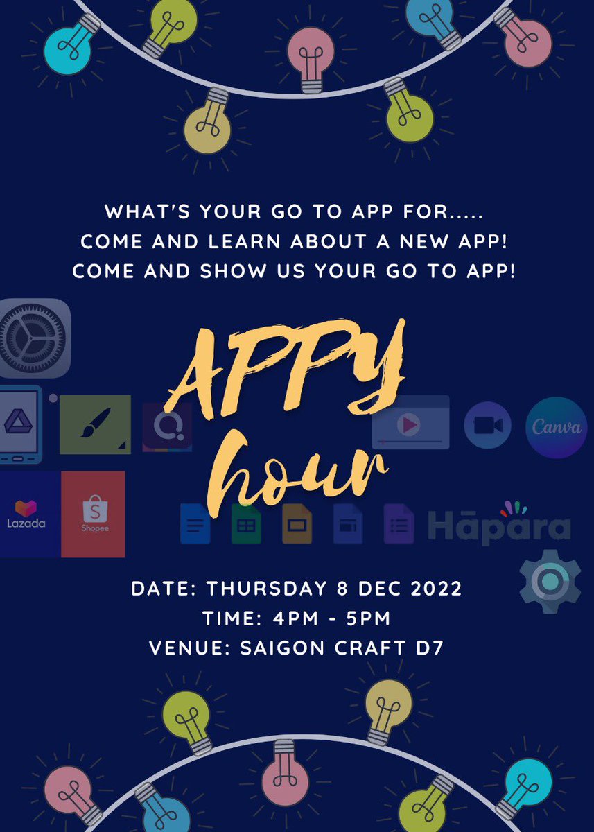 A fantastic afternoon organized by our rockstar <a href="/tweetdanai/">Danai Maramba</a>! <a href="/ssischool/">SSIS</a> teachers had a chance to share valuable apps and spend some time together at our #AppyHour after work! Loved learning with all who came out to share!