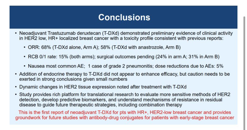Neoadjuvant TDXd in Her2 low #breastcancer response rate 68% - interesting and important data, when TDXd is trials are moving into adjuvant Her2 low #breastcancer <a href="/OncoAlert/">OncoAlert</a> <a href="/SABCSSanAntonio/">SABCS</a> #SABCS22