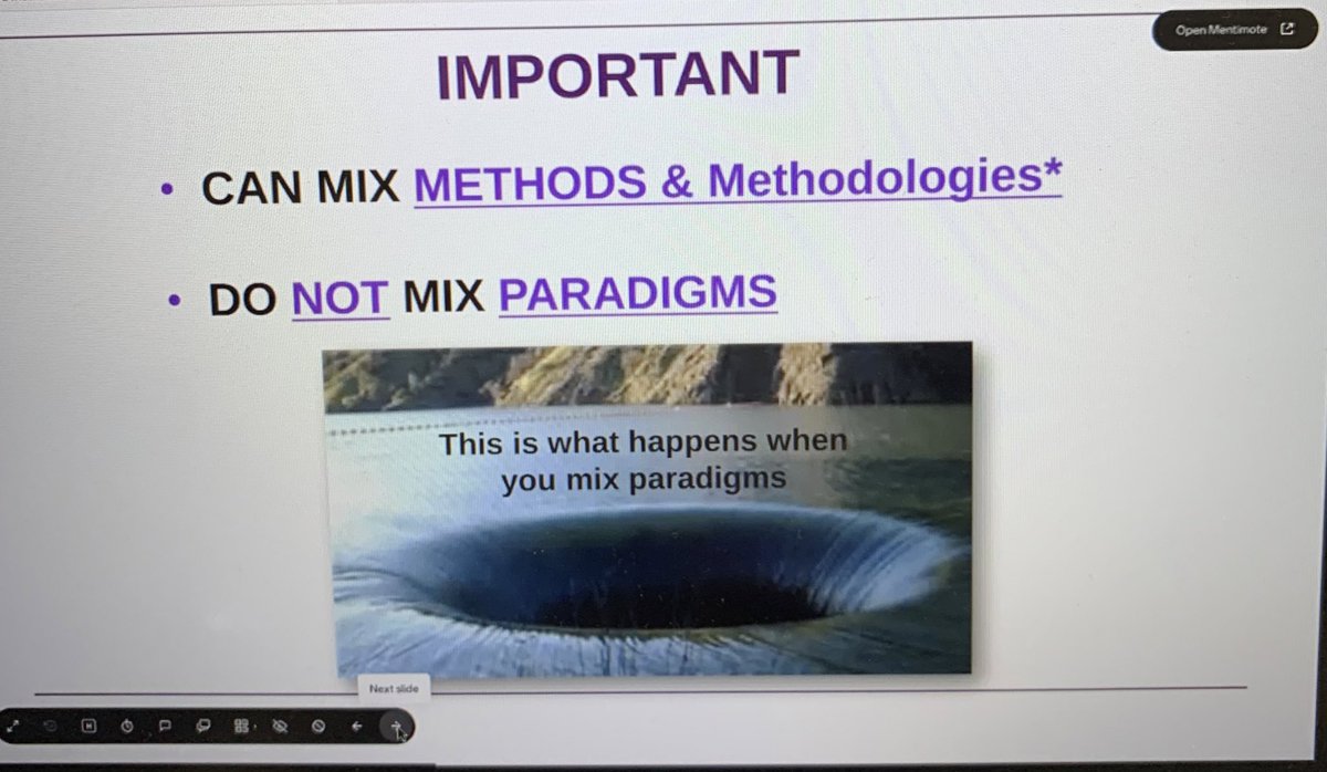 PublicHealthCns's tweet photo. So often we miss the point of research - and we do this as soon as we use one paradigms’ values and metrics to another #selfawareness #Paradigm #MixedMethods #InterprofessionalCollaborativePractice #Multimorbidity https://t.co/SaD06Z2V2w