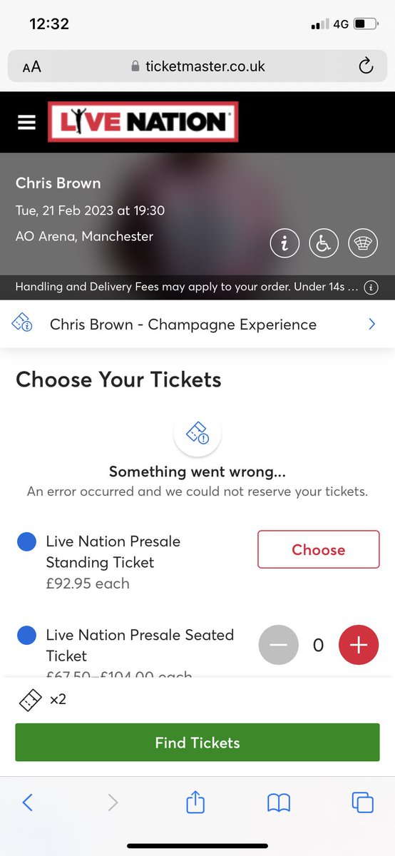 MillieBuchanan's tweet photo. @TicketmasterCS  why has the website said this all morning ? I’ve cleared cache changed browser no vpn in use &amp; still doesn’t work ? https://t.co/sMAsicifBr
