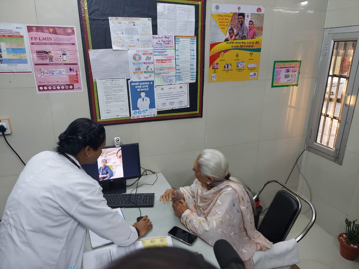 HWC_UP's tweet photo. Smt. Anandiben Patel, Hon'ble @GovernorofUP, visited @AyushmanHWCs-UPHC Chhitwapur in Lucknow and witnessed the teleconsultation services provided by #eSanjeevani platform. 

@nhm_up @MhfwGoUP @MoHFW_INDIA @cdac_mohali @DevenKhandait @NeerajAgrawalDr @JhpiegoIndia @Sat_21298 https://t.co/3x2k6NgLU3