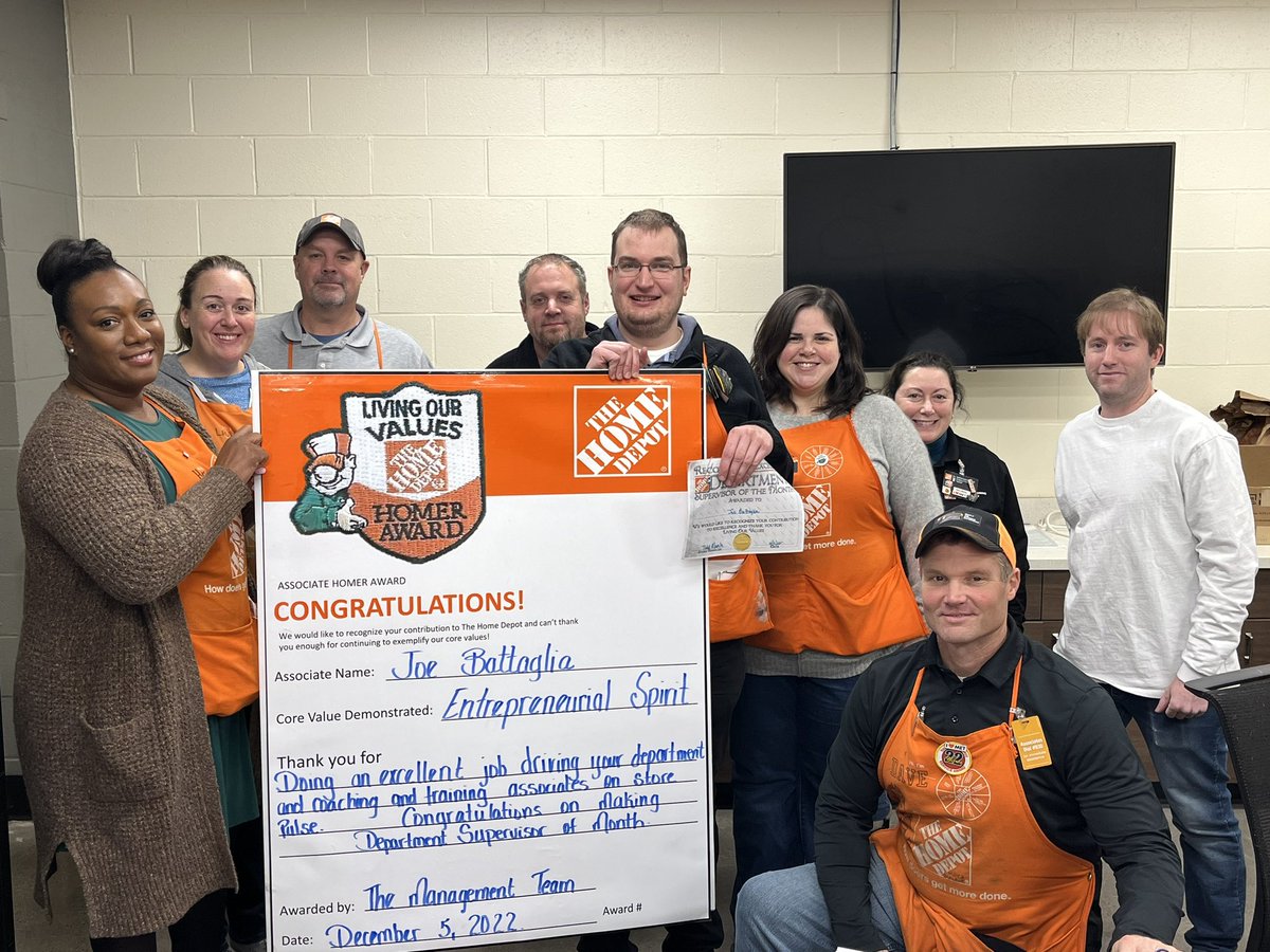 Congratulations Joe on being Nominated Department Supervisor of the Month and all you do for the store.. <a href="/bryan_robie/">Bryan Robie</a> <a href="/trayvan25/">Tracey Gordon</a> <a href="/WSeneca1231/">Home Depot 1231</a>
