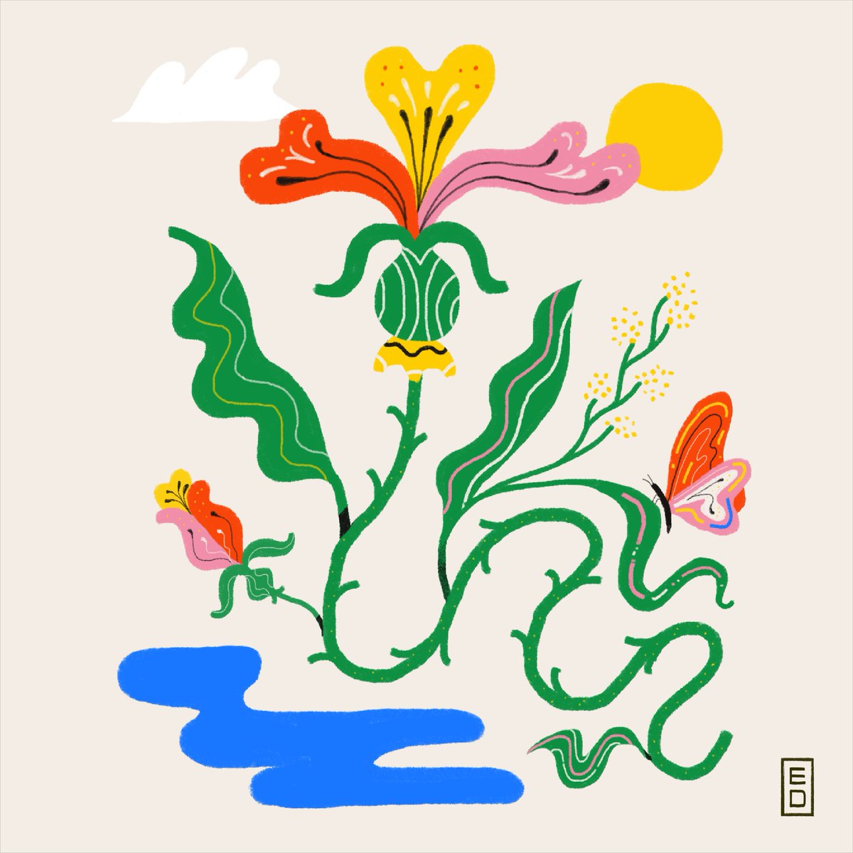 eddingli's tweet photo. Hi @bbc6music, really enjoying listening to @maryannehobbs while illustrating, knowing I could never fully mimic all nature’s intricacies and complexities, beautiful physical forces of life that defy the relationship between function and form. 
 #6MusicArt #natureinspired https://t.co/ifkFVvzPCX