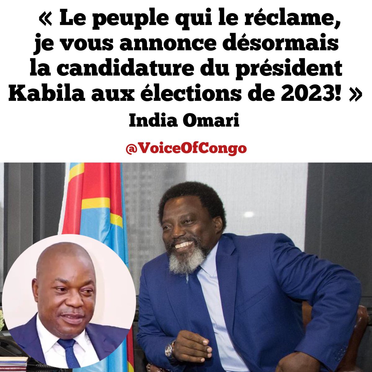VoiceOfCongo's tweet photo. « Après plusieurs concertations à l’intérieur &amp; à l’extérieur du pays &amp; après plusieurs consultations que le chef avait eu dernièrement non seulement avec l’ensemble du FCC &amp; le peuple qui le réclame, je vs annonce désormais la candidature du PR Kabila aux élections d 2023! » https://t.co/im8plOxz4o
