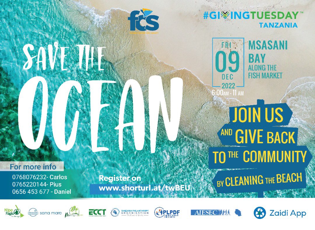 HauleDaniel1's tweet photo. Join us and Give back to the Community by Cleaning the beach tomorrow
Location: Msasani Bay along the Fish Market.
Link to the Site: https://t.co/LKgJMUVGyC
@FCSTZ @NipeFagio @MKonekti @SanaMare_org @GivingTuesday
#GivingTuesdaytz
#GivingTuesday2022 https://t.co/GmfSSx0j0m