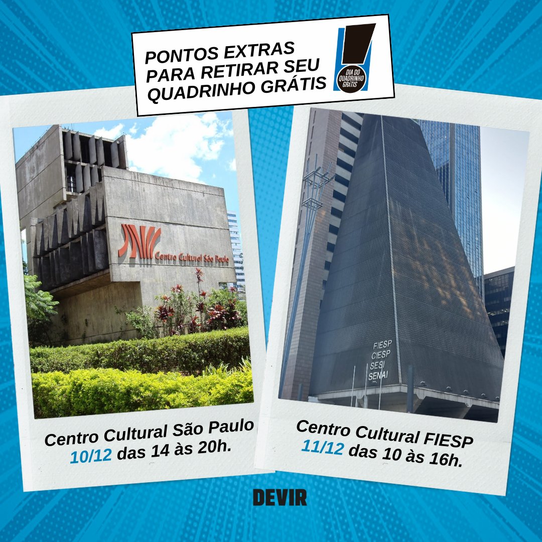 DevirBrasil's tweet photo. Já se programou para retirar o seu Quadrinho Grátis?
As versões digitais estarão disponíveis para download na Amazon (somente durante o evento), e as impressas exclusivamente nas lojas físicas participantes!
Acesse https://t.co/gsM8vM0QLe https://t.co/uGFvOsdyzZ