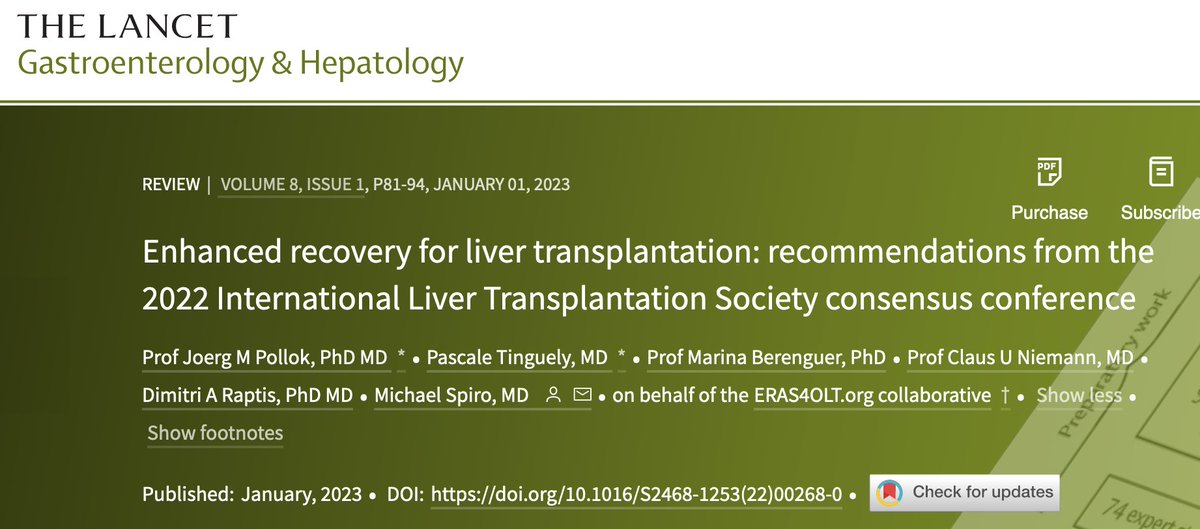 This massive work produced by the <a href="/ERAS4OLT/">ERAS4OLT</a> team is now out!

thelancet.com/journals/langa…

✅ These recommendations represent a comprehensive overview of the relevant elements and areas of enhanced recovery for liver transplantation

<a href="/_ILTS_/">ILTS</a> <a href="/ILTSJC/">ILTS Vanguard Journal Club</a>  <a href="/EAHPBA/">E-AHPBA</a> <a href="/AHPBA/">AHPBA</a> <a href="/IHPBA/">IHPBA</a>