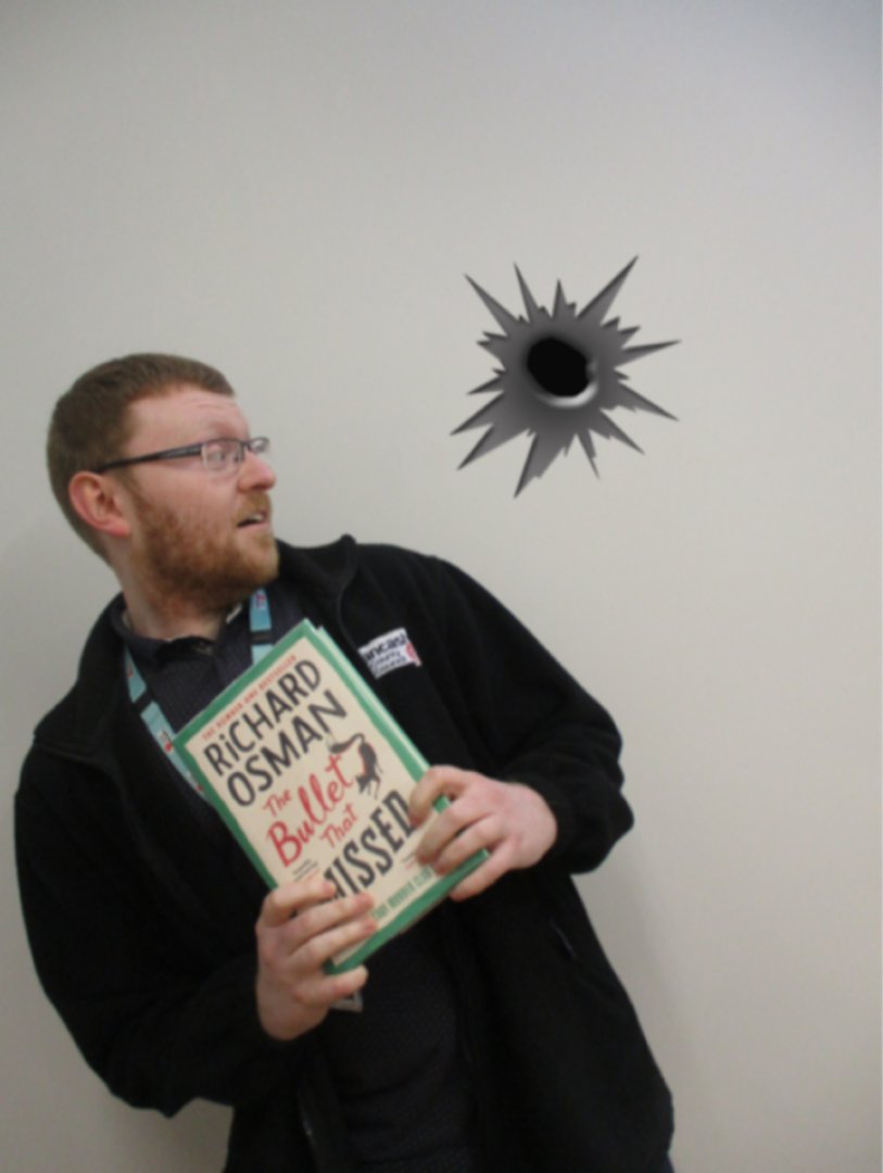 LancsLibraries's tweet photo. This photo is a bit blurry, but you would be too if you were dodging a bullet! 
Stefan from #StAnnesLibrary's #LancsBestOf2022 is The Bullet That Missed by Richard Osman.
Find it on #Borrowbox👇
https://t.co/GB5mAym4nH https://t.co/51w7MJY4BQ