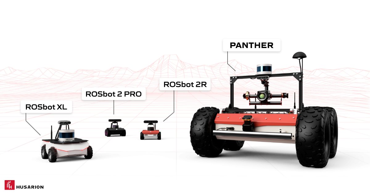 husarion's tweet image. Are you familiar with all of our robots❓
✔️ Panther - for industrial use cases in an outdoor environment
✔️ ROSbot 2R - for #education and #research
✔️ ROSbot 2 PRO - for R&D and prototyping purposes
✔️ ROSbot XL - for real-life indoor use cases