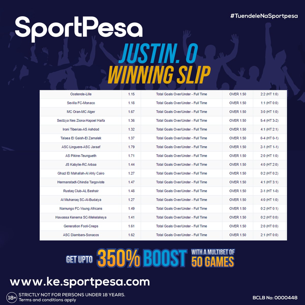 SportPesa_Care's tweet photo. Congratulations STAR wetu wa leo👏 Justin🥇

WC iko break kidogo, lakini si break yako ya ku-win!

Jiamie kama Justo! CHEZA Multibet leo, kuna friendlies moto➡️https://t.co/zGQnywZNy9 unaweza enjoy upto 350% BOOST on your winnings.

Register➡️https://t.co/uZE7BaOG8L

#QataaKuLose https://t.co/XOSI7mBxkE