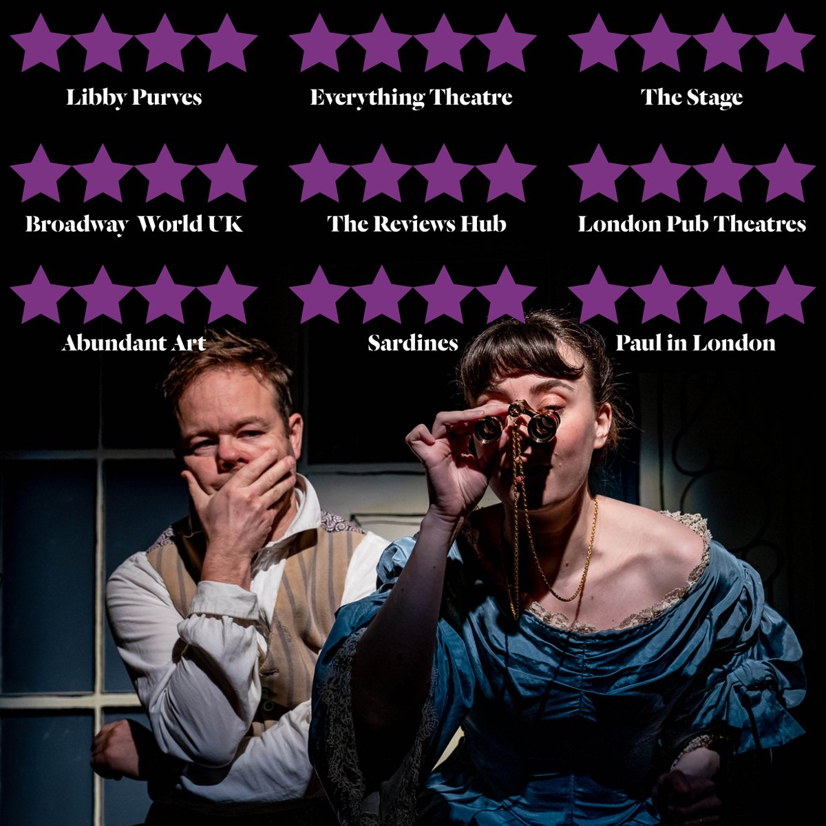 Look at all those stars! #JSTBovary 📚closes in just over a week, and this riotous comedy is not one to miss in the run up to Christmas

Get your tickets here! Best availability is Saturday night
🎟️bit.ly/JSTBovary