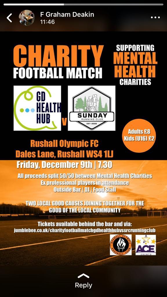 <a href="/GDHealthHub/">GDHealthHub</a> <a href="/src_runningclub/">Sunday Running Club</a> 

Share, like, retweet - promote and attend this event raising money and awareness for a very worthwhile cause 👏🏼