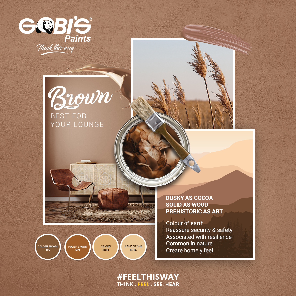 Brown is often overlooked in decor, but it's a versatile, comforting hue that works with nearly any home.
#brown #brownshades #winter #wintershades #exteriordesign #exterior #gobispaints #thinkthisway #brownroom #goldenbrown #browninterior #brownstudio #feelthisway #gobispaint