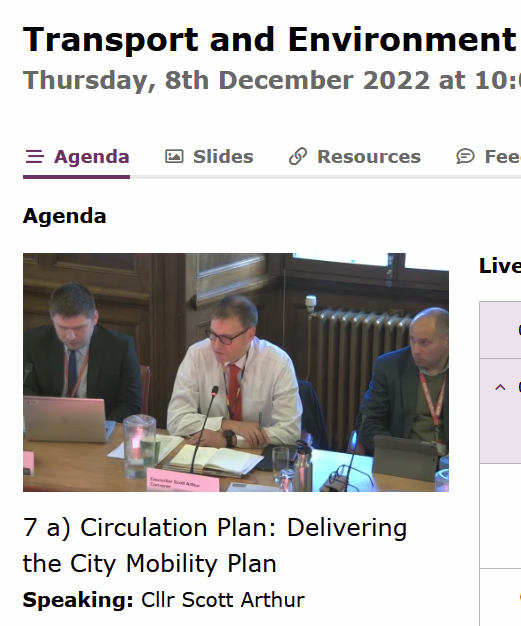 SpokesLothian's tweet photo. @Edinburgh_CC @planningedin @DaveJFrench @CllrCMiller @SanneDD @CyclingEdin @SW20Ed @best_edinburgh @SpokesPorty @Cyclesouthedin @johnrobson87 @EdinReporter @Algorhythmica1 @LaidBackBikes @harts_cyclery @sto_paul @TramstoNewhaven @CllrScottArthur @DAstonSNP @kevin_lang @EdinburghBUG @LivingStreetsEd @TransformScot @PaulWhite_CPT @on_lothianbuses @BusUsersUK @CouncillorCowdy @scotgov #EdinWebCast - #CirculationPlan

#HolyroodPark 

Deputation by @carfreeholyrood 
[p12-16] -->https://t.co/uv7ZibIYFz

@CllrScottArthur says..
- park is responsibility/decision of @HistEnvScot
- a road would never be built there now
- eventually🚙must go, but 'managed transition' https://t.co/ysHnZwOG9E