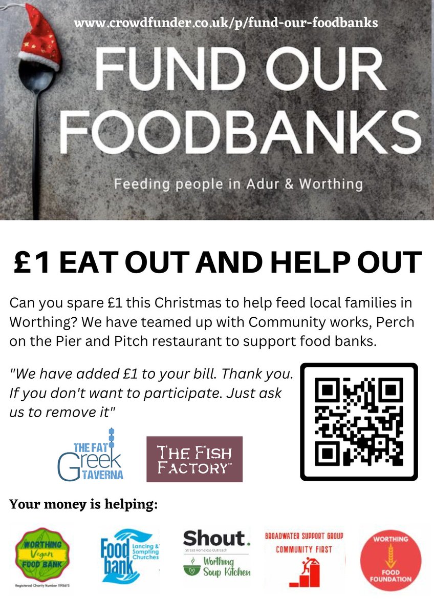 Loveproto's tweet photo. £1 Eat out and help out to fund our local Foodbanks. 

#Worthing #Fundourfoodbanks https://t.co/LBEj3Q9FEi