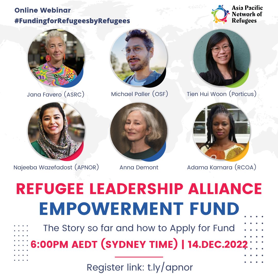 APNORefugees's tweet photo. Are you looking for funding for your RLO/I?

The Refugee Leadership Alliance RLO-to-RLO Fund is now open to provide direct resources and support to RLO/Is in the Asia-Pacific region.

Join our webinar to find out more details and apply.

📝 Register now: https://t.co/vAWP14NUSI https://t.co/hGGqumx6v9