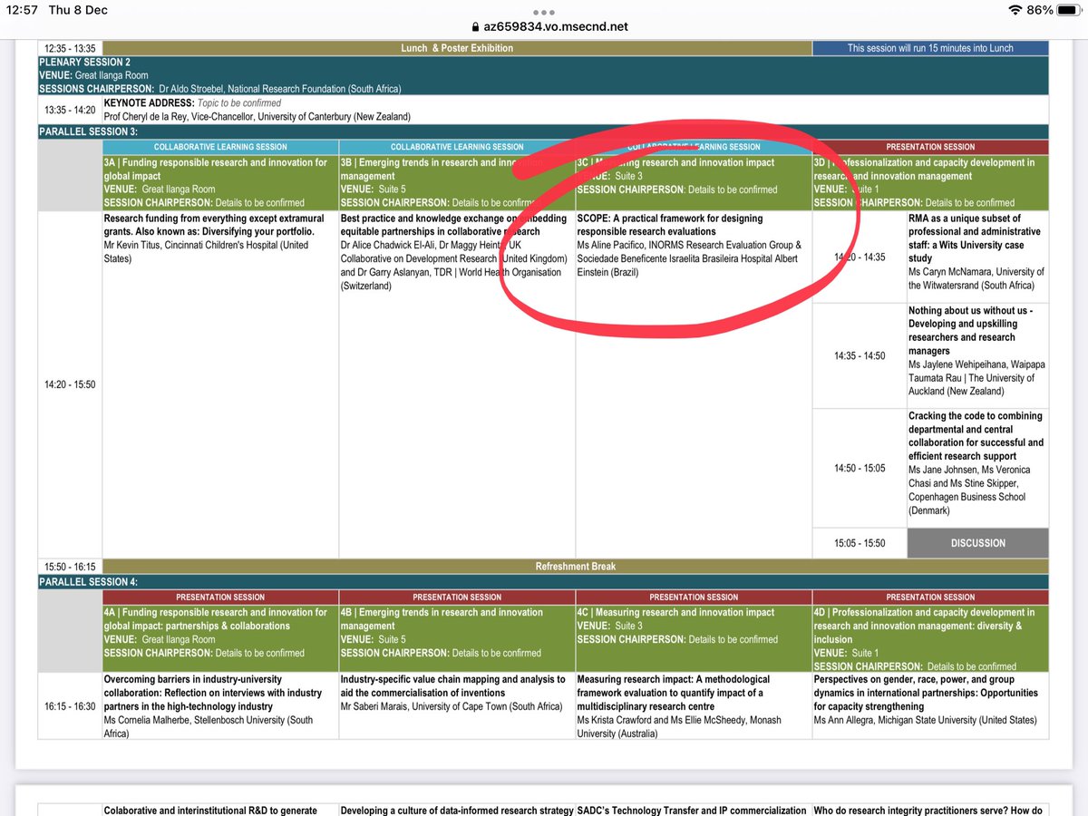 Look out for TWO sessions from the @INORMS_REWG at the 2023 @INORMSCommunity Congress! Will Bramwell is leading a session on #MoreThanOurRank and Aline Pacifico on #SCOPEFramework. Really looking forward to the conversation with our international research management colleagues!