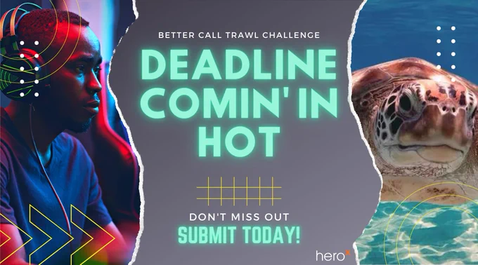 image of turtle with text that reads "Deadline Comin in Hot" with info on the challenge
