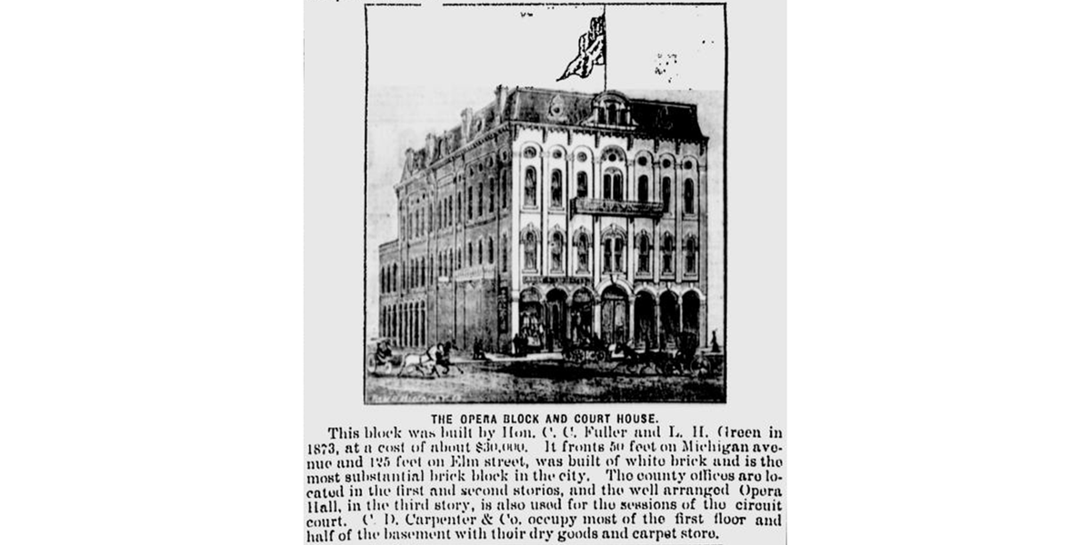 DigMichNews's tweet photo. An 1883 picture of the Courthouse building of Big Rapids, built in 1873. Official offices on the first and second floors, an Opera Hall on the third. The Big Rapids Current knows about #Accoustics. #TheyDontMakeThemLikeTheyUsedTo  https://t.co/0I3frShLAQ https://t.co/uD8nRfTQCa