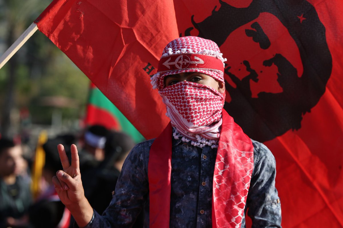 A photo from the 55th anniversary rally of the Popular Front for the Liberation of Palestine (PFLP) in Gaza.

#انطلاقتنا_مقاومة