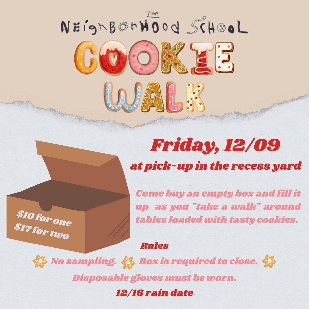 SchoolTns's tweet photo. Don’t forget to swing by our cookie walk tomorrow at 2:45pm. https://t.co/V1IGmkoZLt