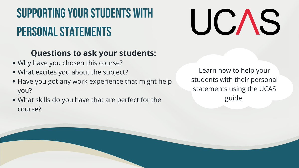 UCAS offers support and guidance on how students can stand out as an applicant with a tailored personal statement. Find the UCAS personal statement guide here: bit.ly/personal-state…