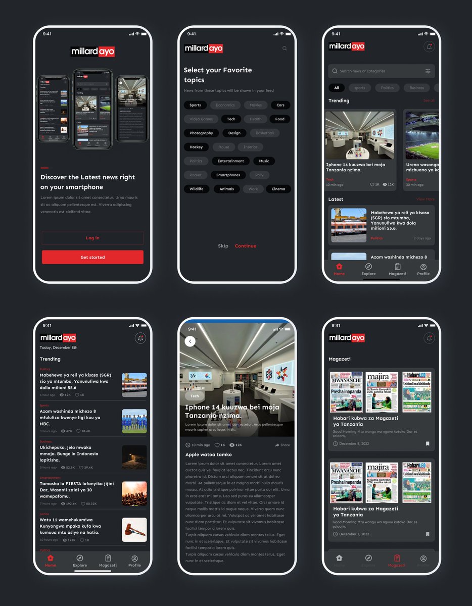 I recently have design <a href="/millardayo/">millardayo</a> news App on <a href="/figma/">Figma</a>, Light mode and Dark mode. 
So here is the designs  👇🏾
