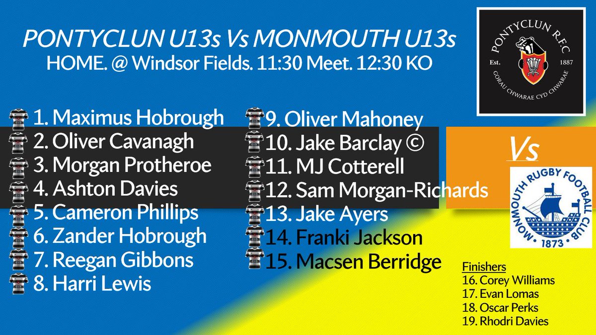 Second game is a mouth waterer as we welcome our good friends <a href="/MonYoungRugby/">Monmouth Young Rugby</a> down to the Windsor fields for our first club fixture ever! Sure to be an outstanding display of junior rugby #Badgers #MonBoys