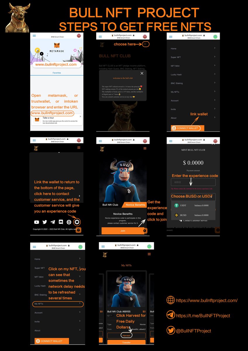 *Bull NFT Project launched globally! Contact customer service to receive a free $16 experience package (Home-Novice Benefits-Contact Customer Service) bullnftproject.com

*Focus on the Telegram group &amp; Website in the customer service profile to get more help.
