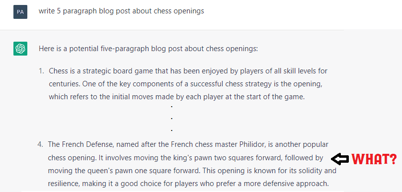 ZeroBlunders's tweet photo. How French Defence broke #chatgtp!
#chess #zeroblunders #chesspunks https://t.co/O1IdnoEtz9