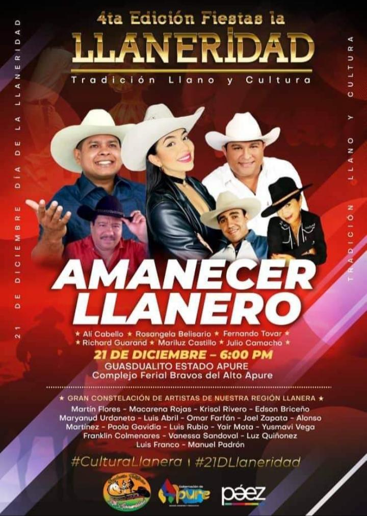 GonzAlbar2's tweet photo. Del 16 al 21 de Diciembre, Guasdualito celebra las Fiestas de la Llaneridad, como un homenaje a los hombres  y mujeres de esta majestuosa tierra. https://t.co/h4ZvdKSLW8
