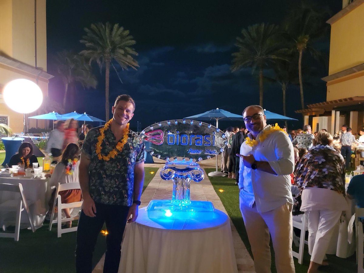 Biorasi's tweet photo. Thank you, @marcusevans, for another amazing #EvolutionSummit! @Biorasi's Marc M. Gas, Ph.D. and Jimmy El Hokayem, Ph.D. were on hand, soaking up the Palm Beach, Florida sun and interacting with the best and brightest in the #clinicaltrials industry. Cool ice sculpture, too 😎 https://t.co/I1FPQj81ug