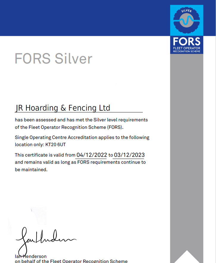 jrhoardingltd's tweet photo. We are pleased to announce we have passed our FORS Silver for another year :) 
#FORS #Construction #JRhoarding #Hoarding https://t.co/X5tFNapcAo