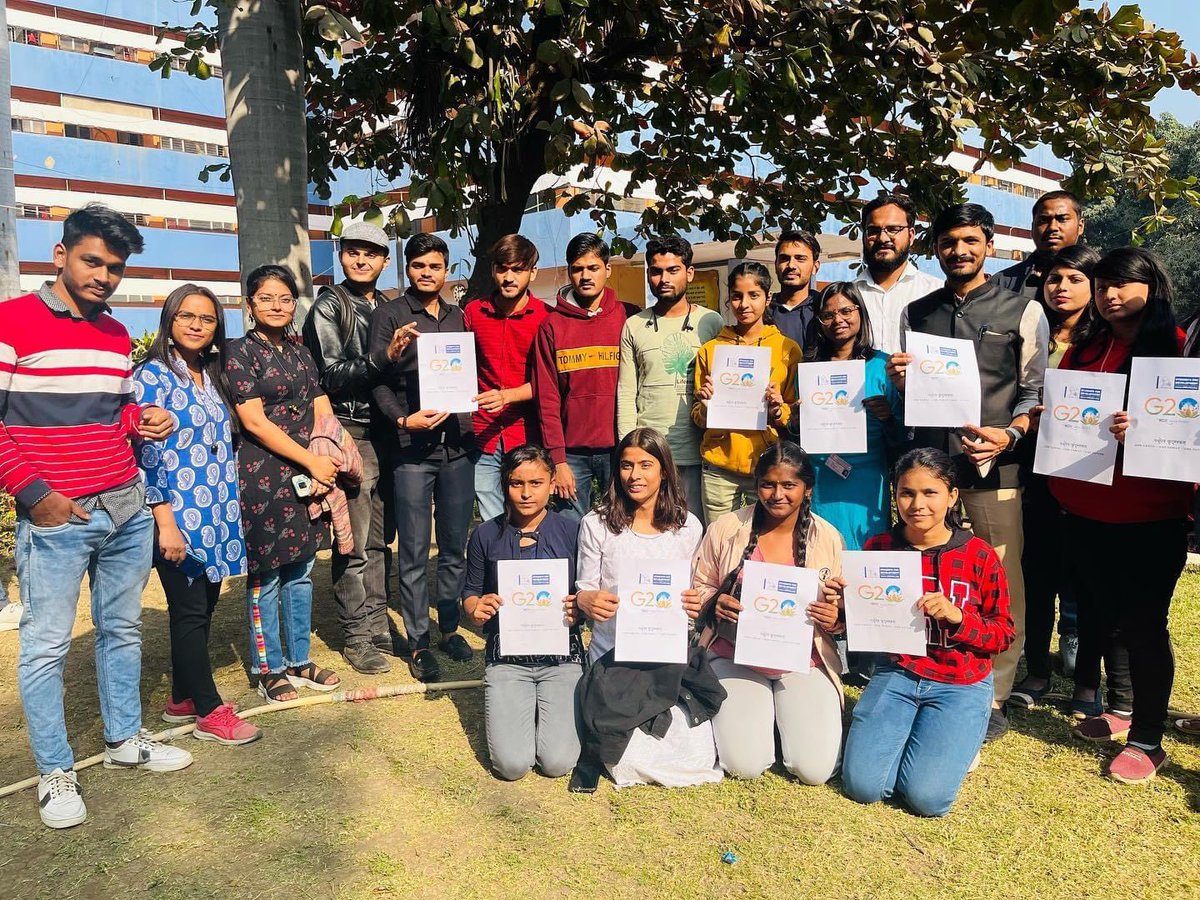 abvp_mcu's tweet photo. On the historic event of India taking the Presidency of G20, SFD Makhanlal Chaturvedi University unit launch poster to commemorate the day. #ABVPVoice #SFDVoice #SFDMadhybharat #G20Bharat #G20India https://t.co/BaCkDDOjm4