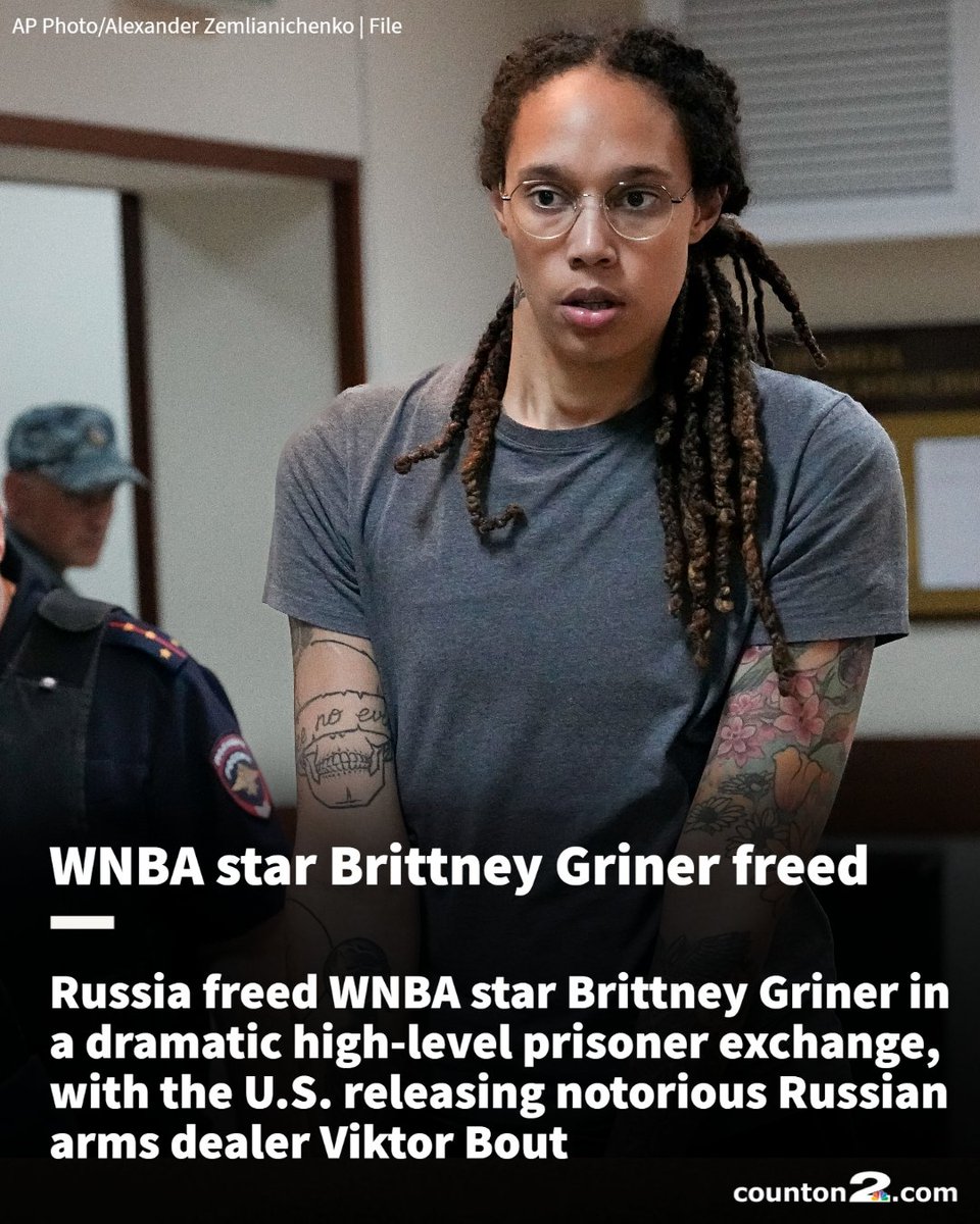 NEW THIS MORNING: WNBA star Brittney Griner freed in US-Russia prisoner swap
>> trib.al/1QIjcdE