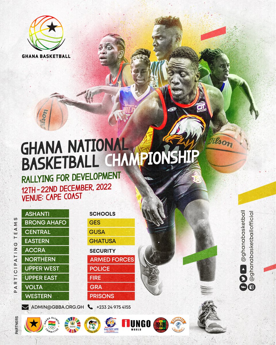 ghanabasketball's tweet photo. Ghana Are you ready!
This December the first and biggest Event in the History of The of Ghana basketball, Happening in Cape coast 12th -22nd December 
Three venues 
Link in bio for details ….

#ghanabasketball 
#ghananationalchampionship 
#gbbaontherise https://t.co/8LudEvfH3e