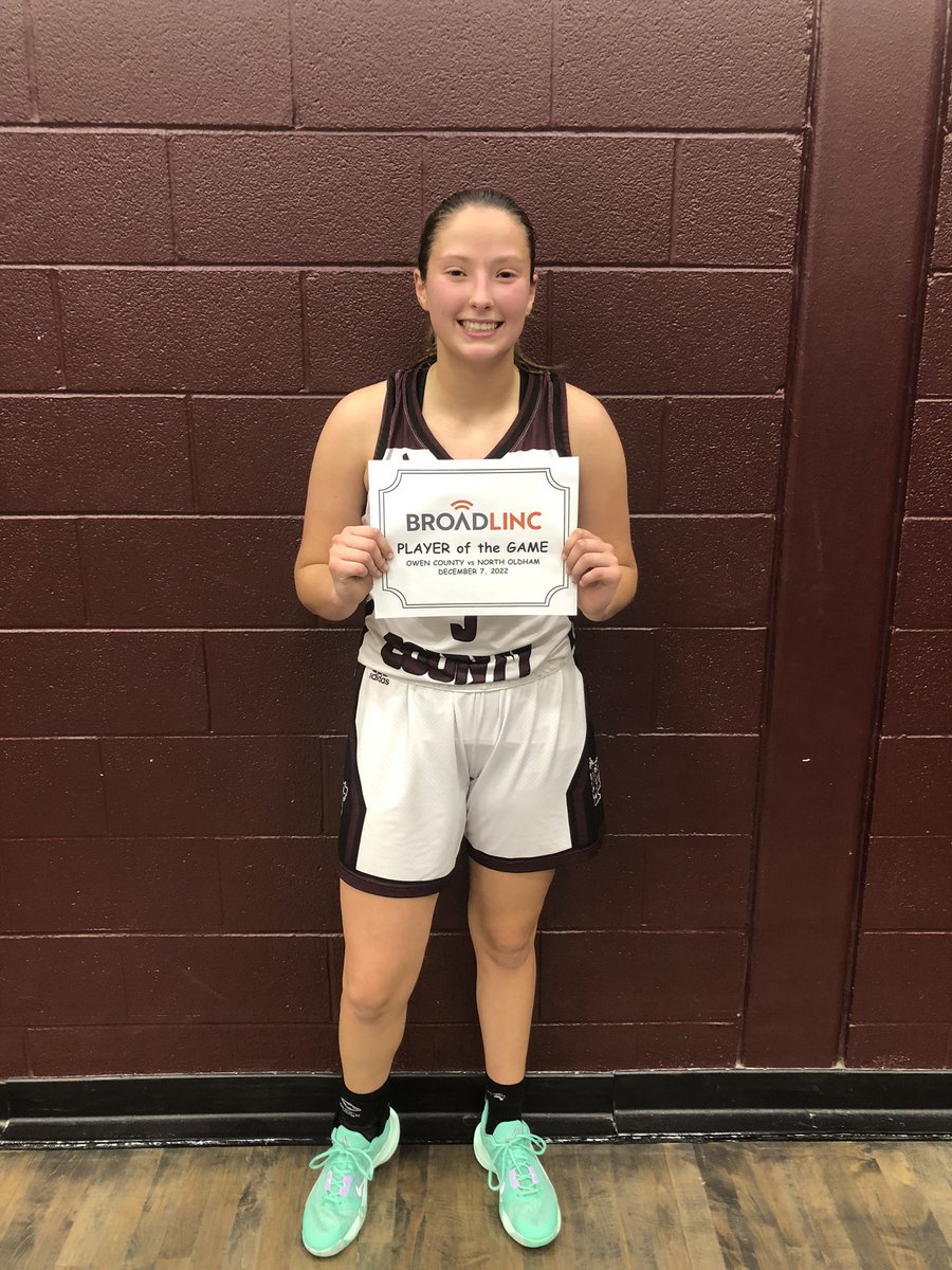 Congrats to Rachel Howard who was named the Broadlinc Player of the Game last night vs North Oldham.

#WEareOC