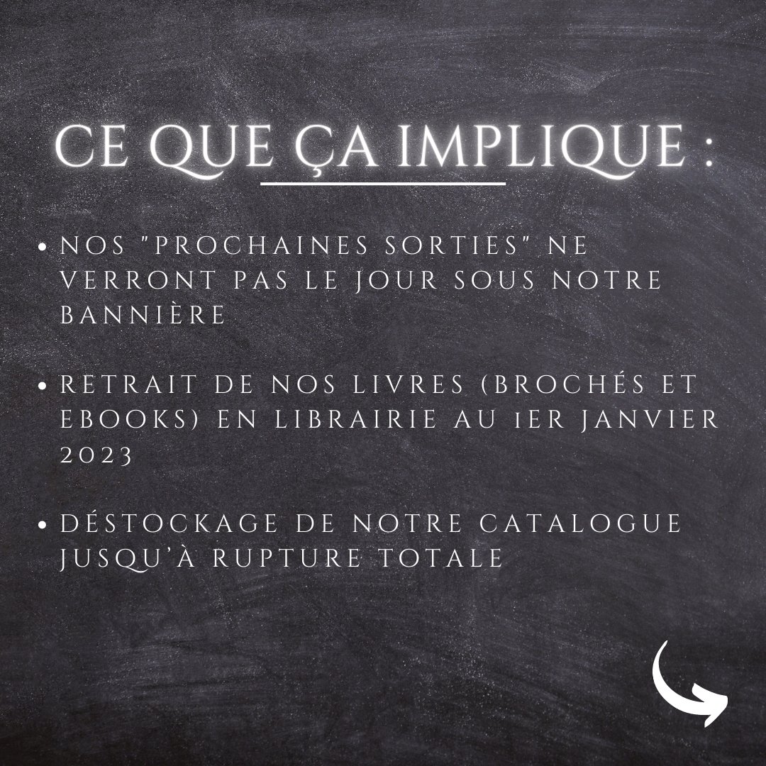 EditionsOnyx's tweet photo. Bonjour à tous·tes
C’est avec une grande tristesse que nous avons pris la décision de mettre fin aux éditions Onyx. Suite à des problèmes de santé couplés à la situation économique actuelle, nous ne sommes plus en mesure de faire perdurer Onyx, malgré tous nos efforts. https://t.co/qNfnL3rFCD
