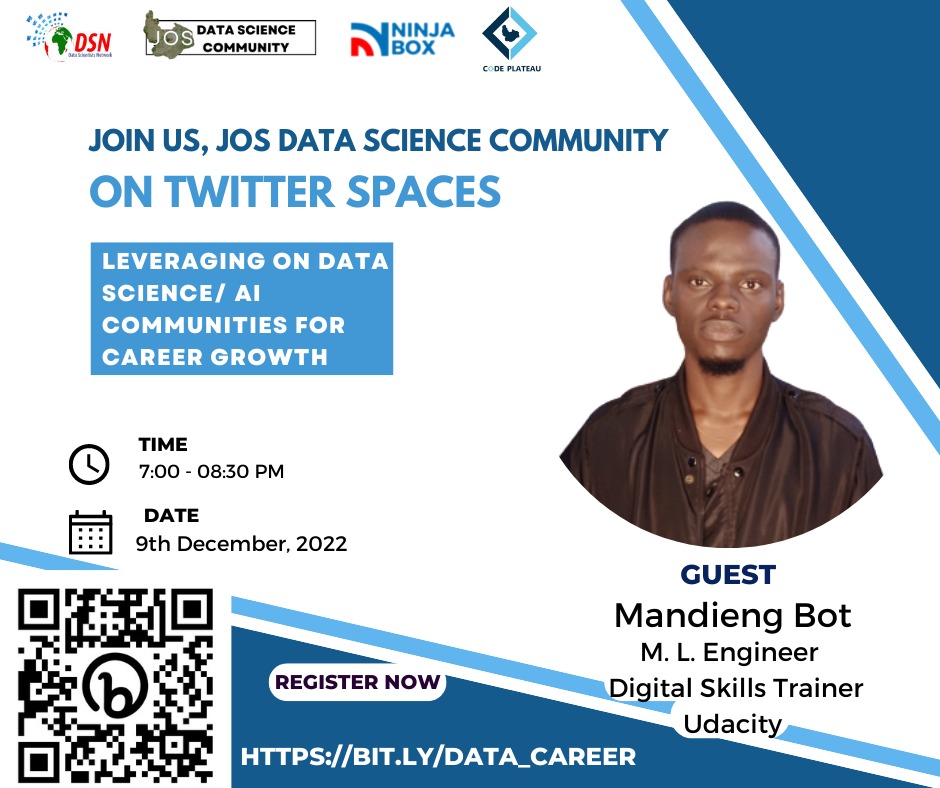 Meet Mandieng Bot,
A Machine Learning Practitioner &amp; a Digital Skills trainer.
Whenever he's not building machine learning models he enjoys talking about Data Science , AI and the potential it has to improve our lives.
He likes playing chess &amp;loves watching football. <a href="/MandiengBot/">Mandee Bot</a>