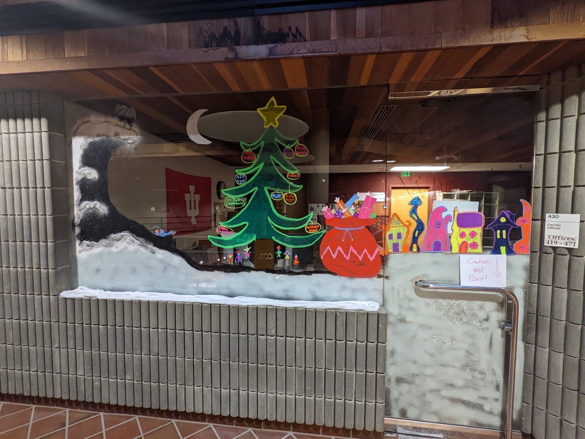 DenvilRDuncan's tweet photo. Christmas vibes in the @IUONeill building. Competition to see who has the best window dressing! Will post pictures as the windows get dressed. https://t.co/7p3RBbYbay