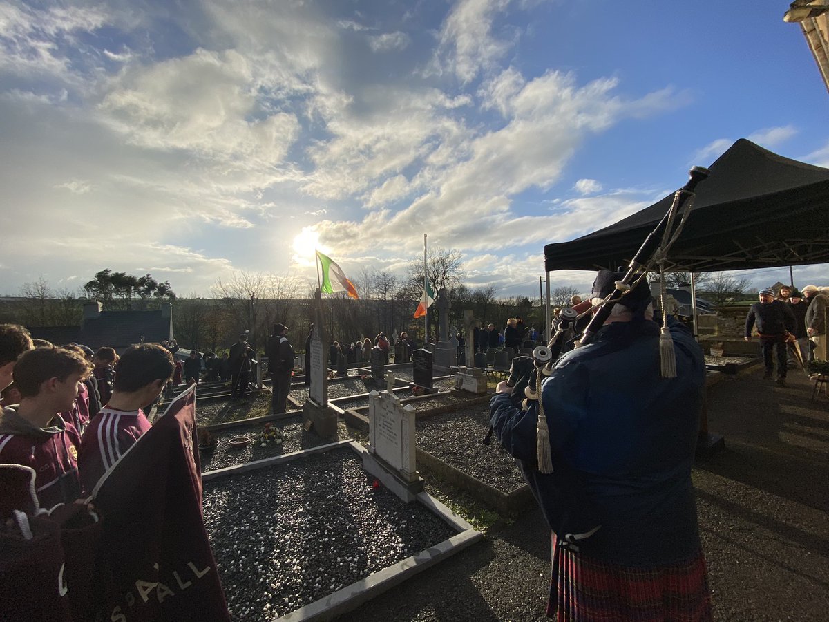 centenary2022's tweet photo. Today, #100yearsago  Dick Barrett , alongside Joe McKelvey, Rory O’Connor and Liam Mellows were executed in reprisal for the death of Seán Hales despite playing no part in it. On Sunday last the @centenary2022 Commemoration was held for Dick at his graveside in Ahiohill. https://t.co/xd4ucTKcmQ